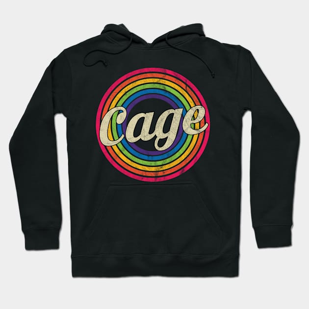 Cage - Retro Rainbow Faded-Style Hoodie by MaydenArt